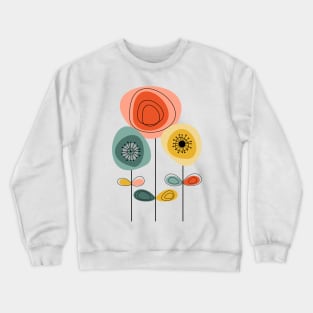 Mid Century Modern Flowers 1 Crewneck Sweatshirt